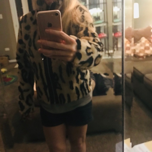 Express leopard print fur leather trim jacket NWT - Picture 12 of 12